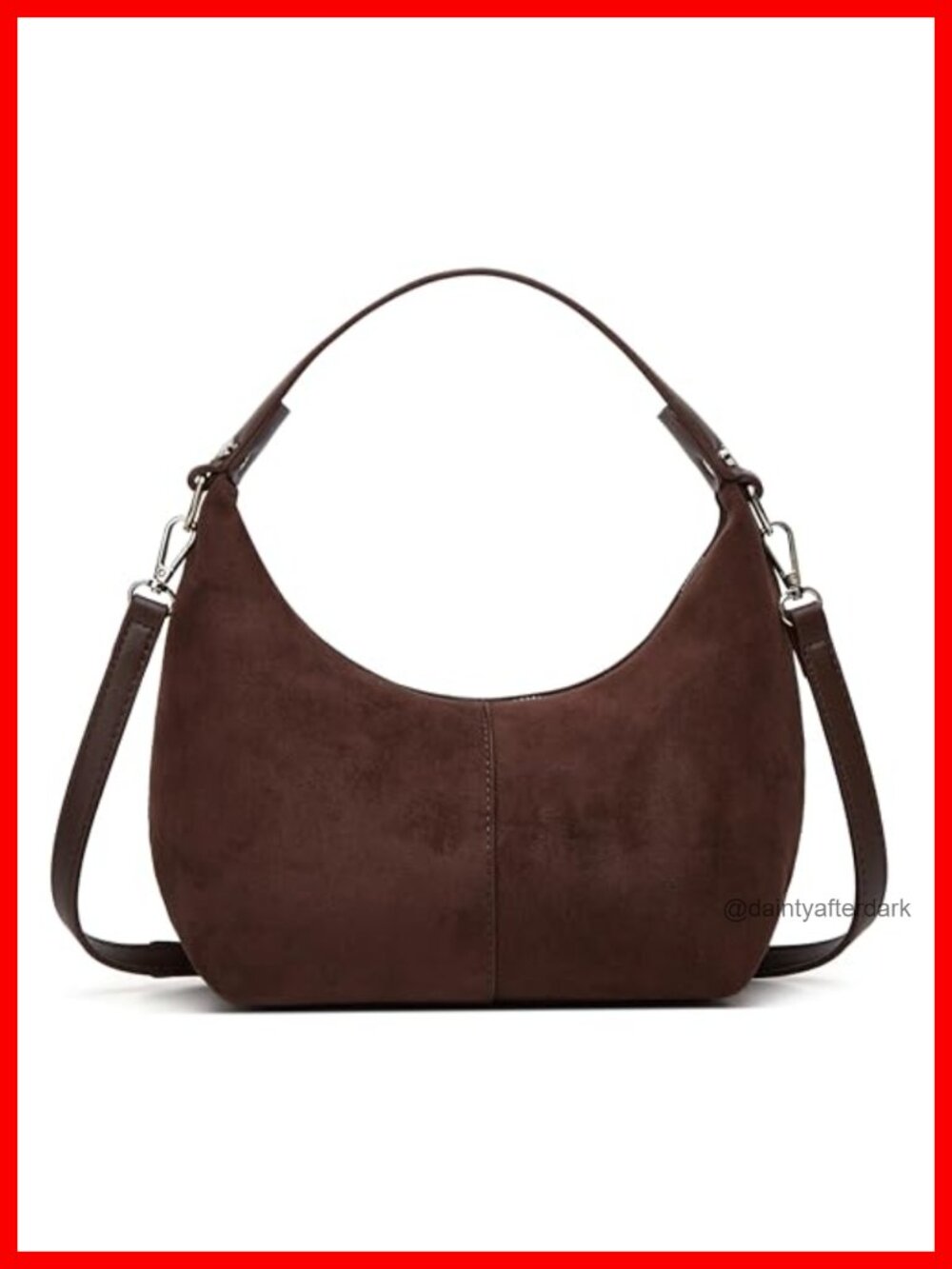 Faux Suede Crescent Tote Bag Hobo Shoulder Crossbody Handbag
